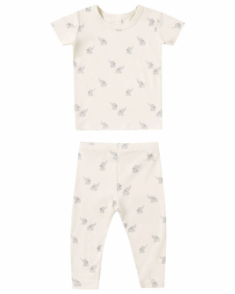 NEW QUINCY MAE girls bamboo short sleeve pajama set in blue elephants